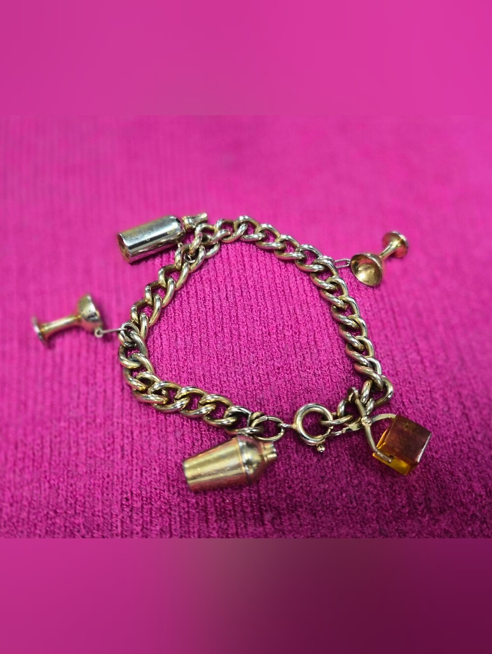 1950s Gold-Tone Charm Bracelet for Women - Stylish Linked Chain